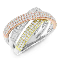 1.00ct 14k Three-tone Diamond Bridge Lady's Ring Size 8.25