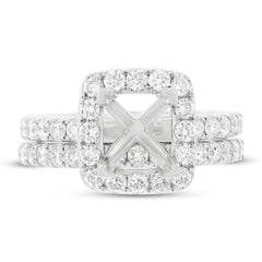 1.65ct 14k White Gold Diamond Semi-mount Ring for 6.5x6mm Center 2-pc Size 7.5
