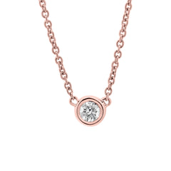 0.10ct 14k Rose Gold 16" Diamond Bezel Pendant