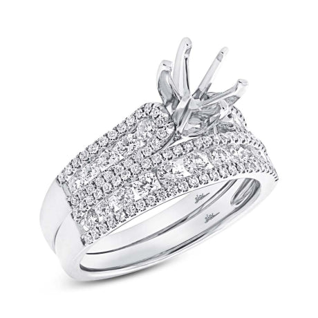 1.20ct 14k White Gold Diamond Semi-mount Ring 2-pc for 1.00ct Center Size 5.5