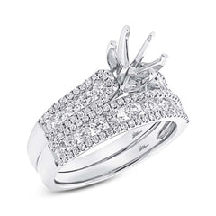 1.20ct 14k White Gold Diamond Semi-mount Ring 2-pc for 1.00ct Center Size 5.5