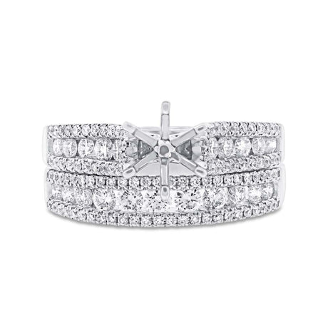 1.20ct 14k White Gold Diamond Semi-mount Ring 2-pc for 1.00ct Center Size 5.5