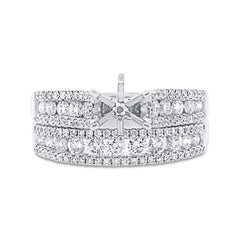 1.20ct 14k White Gold Diamond Semi-mount Ring 2-pc for 1.00ct Center Size 5.5