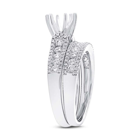 1.20ct 14k White Gold Diamond Semi-mount Ring 2-pc for 1.00ct Center Size 5.5