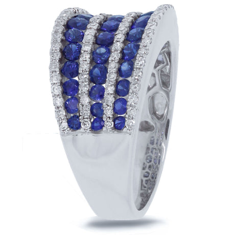 0.48ct Diamond & 1.83ct Blue Sapphire 14k White Gold Ring Size 8.25
