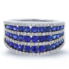 0.48ct Diamond & 1.83ct Blue Sapphire 14k White Gold Ring Size 8.25