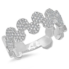 0.38ct 14k White Gold Diamond Pave Octagon Ring Size 10