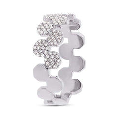 0.38ct 14k White Gold Diamond Pave Octagon Ring Size 10