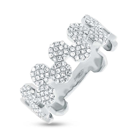 0.38ct 14k White Gold Diamond Pave Octagon Ring Size 10