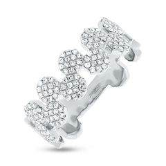 0.38ct 14k White Gold Diamond Pave Octagon Ring Size 10