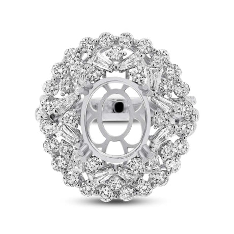 2.97ct 18k White Gold Diamond Semi-mount Ring Size 6.5