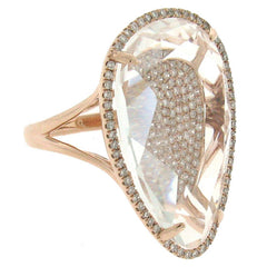 0.57ct Diamond & 16.47ct White Topaz 14k Rose Gold Ring Size 9