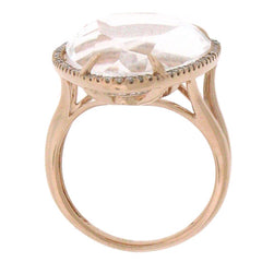 0.57ct Diamond & 16.47ct White Topaz 14k Rose Gold Ring Size 9