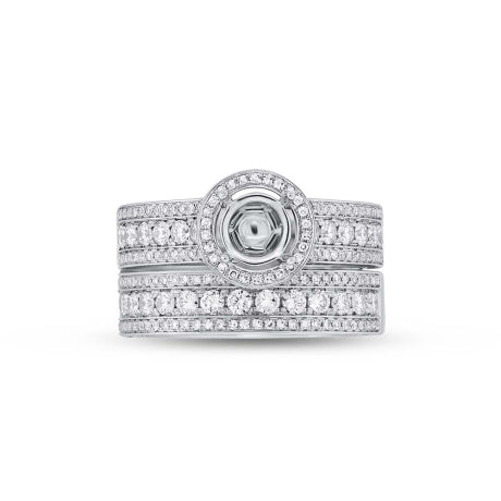 1.40ct 14k White Gold Diamond Semi-mount Ring 2-pc for 1.00ct Center