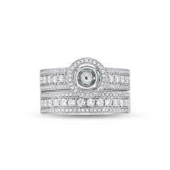 1.40ct 14k White Gold Diamond Semi-mount Ring 2-pc for 1.00ct Center