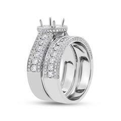 1.40ct 14k White Gold Diamond Semi-mount Ring 2-pc for 1.00ct Center