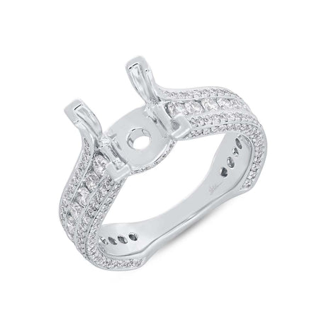1.90ct 18k White Gold Diamond Semi-mount Ring For 3.00ct Center Size 7.5