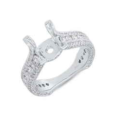 1.90ct 18k White Gold Diamond Semi-mount Ring For 3.00ct Center Size 7.5