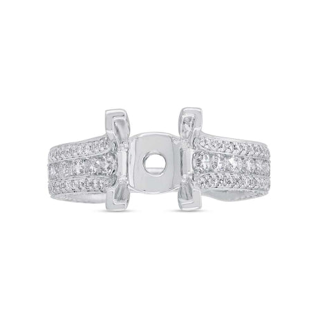1.90ct 18k White Gold Diamond Semi-mount Ring For 3.00ct Center Size 7.5