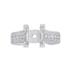 1.90ct 18k White Gold Diamond Semi-mount Ring For 3.00ct Center Size 7.5