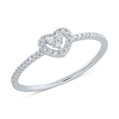 0.18ct 18k White Gold Diamond Heart Lady's Ring Size 8