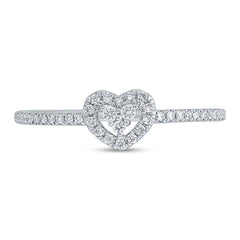 0.18ct 18k White Gold Diamond Heart Lady's Ring Size 8