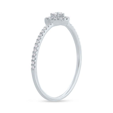 0.18ct 18k White Gold Diamond Heart Lady's Ring Size 8