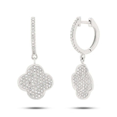 0.57ct 14k White Gold Diamond Pave Clover Earring