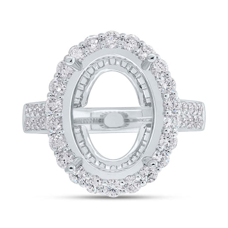 1.18ct 14k White Gold Diamond Semi-mount Ring For 12x16mm Center Size 7.5