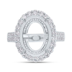 1.18ct 14k White Gold Diamond Semi-mount Ring For 12x16mm Center Size 7.5