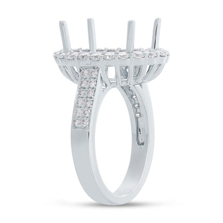 1.18ct 14k White Gold Diamond Semi-mount Ring For 12x16mm Center Size 7.5