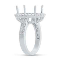 1.18ct 14k White Gold Diamond Semi-mount Ring For 12x16mm Center Size 7.5