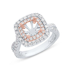 1.24ct 14k Two-Tone Rose Gold Diamond Semi-mount Ring 6.5x6.5mm Center