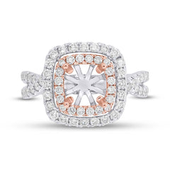 1.24ct 14k Two-Tone Rose Gold Diamond Semi-mount Ring 6.5x6.5mm Center