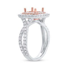 1.24ct 14k Two-Tone Rose Gold Diamond Semi-mount Ring 6.5x6.5mm Center
