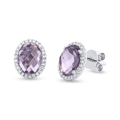 0.14ct Diamond & 2.56ct Amethyst 14k White Gold Earring