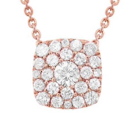 0.30ct 14k Rose Gold Diamond Cluster Necklace