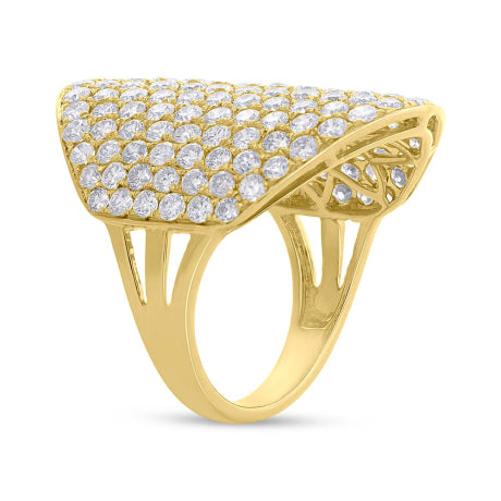 4.09ct 14k Yellow Gold Diamond Pave Lady's Ring