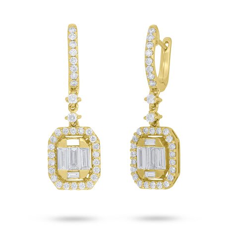 1.40ct 18k Yellow Gold Diamond Baguette Earring