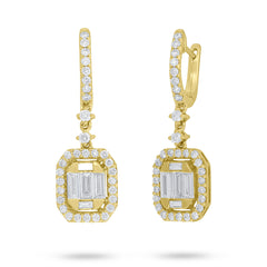 1.40ct 18k Yellow Gold Diamond Baguette Earring