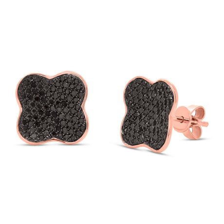 0.58ct 14k Rose Gold Black Diamond Clover Stud Earring