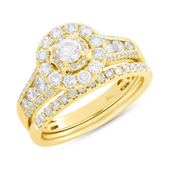 0.20ct Round Brilliant Center and 1.20ct Side 14k Yellow Gold Diamond Wedding Set