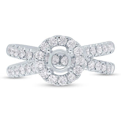 0.90ct 14k White Gold Diamond Semi-mount Ring for 0.60ct Center