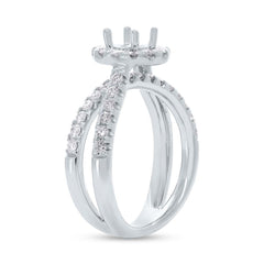 0.90ct 14k White Gold Diamond Semi-mount Ring for 0.60ct Center