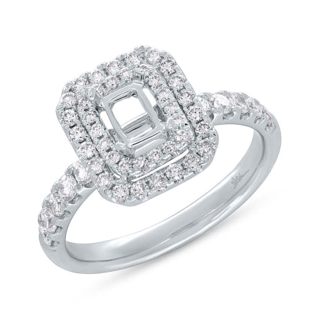 0.70ct 14k White Gold Diamond Semi-mount Ring for 6x4mm Center