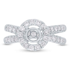 0.70ct 14k White Gold Diamond Semi-mount Ring for 6x4mm Center