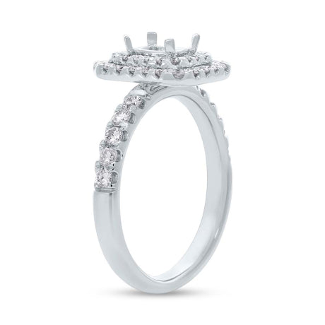 0.70ct 14k White Gold Diamond Semi-mount Ring for 6x4mm Center