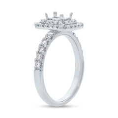 0.70ct 14k White Gold Diamond Semi-mount Ring for 6x4mm Center