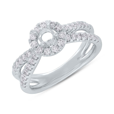 0.70ct 14k White Gold Diamond Semi-mount Ring for 0.30ct Center