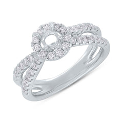 0.70ct 14k White Gold Diamond Semi-mount Ring for 0.30ct Center